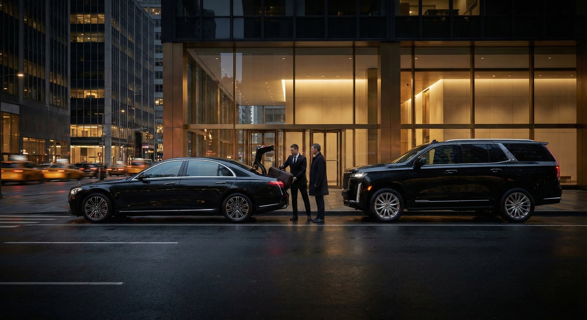 Corporate car service NYC - Professional chauffeur with luxury sedan and SUV